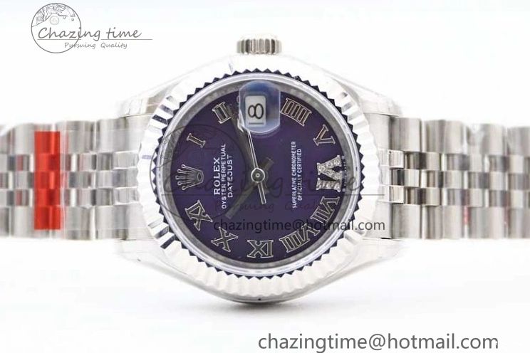 MiroTime 0516 Lady DateJust 28 SS TWF 1:1 Best Edition 904L Steel Purple Dial Roman Markers on President Bracelet NH TravelReady 2172